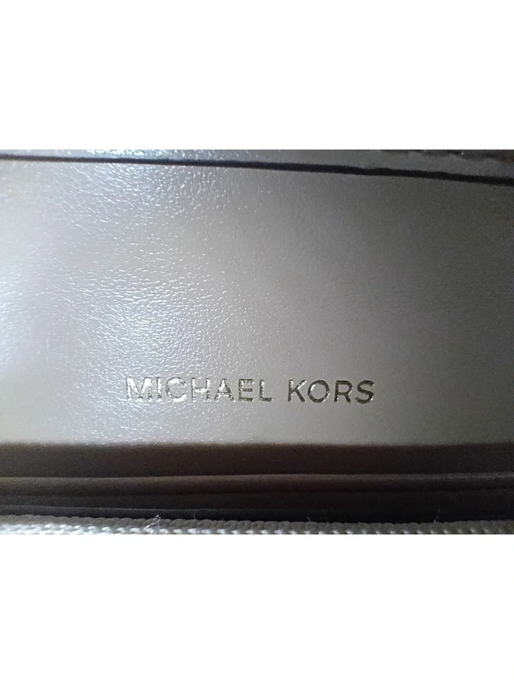 Michael Kors Taupe Pebbled Leather Wallet with Gold MK Emblem